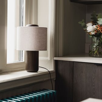 Lampa stołowa dark japandi drewniana Bosco 39cm